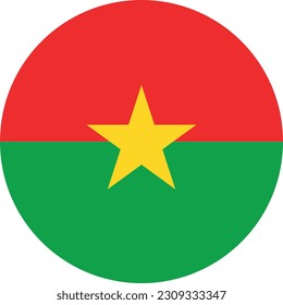 The flag of Burkina Faso. Flag icon. Standard color. Round flag. Computer illustration. Digital illustration. Vector illustration.