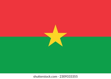 The flag of Burkina Faso. Flag icon. Standard color. Standard size. Rectangular flag. Computer illustration. Digital illustration. Vector illustration.