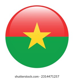 Flag of Burkina Faso. Flag icon. Standard color. A round flag. 3d illustration. Computer illustration. Digital illustration. Vector illustration.