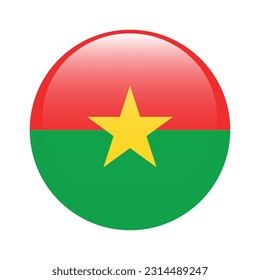 Flag of Burkina Faso. Flag icon. Standard color. A round flag. 3d illustration. Computer illustration. Digital illustration. Vector illustration.