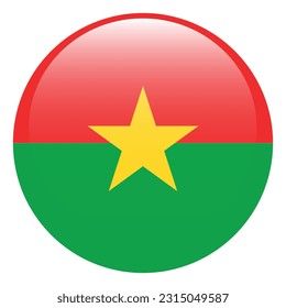 Flag of Burkina Faso. Flag icon. Standard color. A round flag. 3d illustration. Computer illustration. Digital illustration. Vector illustration.