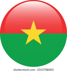 Flag of Burkina Faso. Flag icon. Standard color. A round flag. 3d illustration. Computer illustration. Digital illustration. Vector illustration.