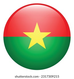 Flag of Burkina Faso. Flag icon. Standard color. The round flag. 3d illustration. Computer illustration. Digital illustration. Vector illustration.