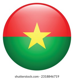 Flag of Burkina Faso. Flag icon. Standard color. The round flag. 3d illustration. Computer illustration. Digital illustration. Vector illustration.