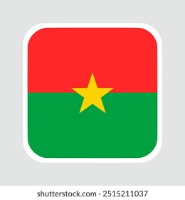 The flag of burkina faso. Flag icon. Standard color. flat vector square with rounded corners Computer illustration. Digital illustration. Vector illustration.	