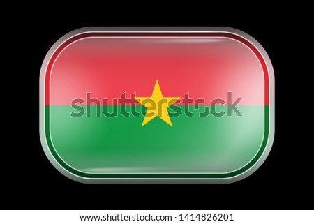Flag of Burkina Faso. Matted Vector Icon. Vector Rectangular Shape with Rounded Corners
