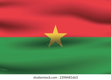 Flag of Burkina Faso. The official ratio. The wavy flag. Standard size. Standard color. Flag icon. 3d illustration. Computer illustration. Digital illustration. Vector illustration.