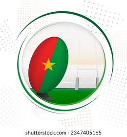 Flag of Burkina Faso on rugby ball. Round rugby icon with flag of Burkina Faso. Vector illustration.