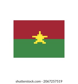 Flag Burkina Faso. Pixel art. Stickers design.  Isolated vector illustration. 