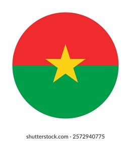 Flag of Burkina Faso round shape, national symbol