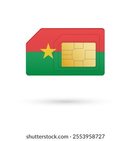 Flag of Burkina Faso. Vector illustration of SIM Card with flag on white background