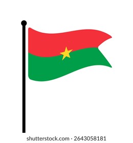 Flag of Burkina Faso. Burkina Faso flag vector illustration icon design. Fluttering flagpole flag.