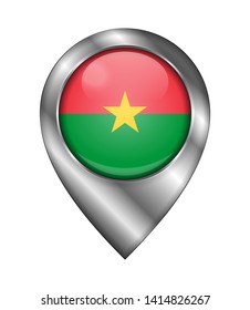 Flag of Flag of Burkina Faso. Vector Sign and Icon. Location Symbol Shape. Silver. Isolated