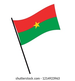 Flag of Burkina , Burkina flag waving isolated vector illustration