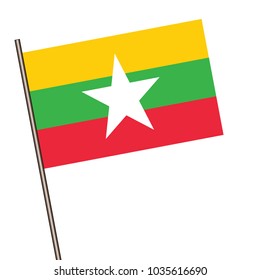  Flag of Burma isolated on a white background