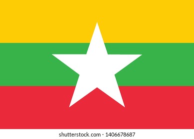 Flag of Burma (Myanmar) vector illustration