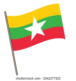 Flag of Burma , Burma flag waving isolated vector illustration