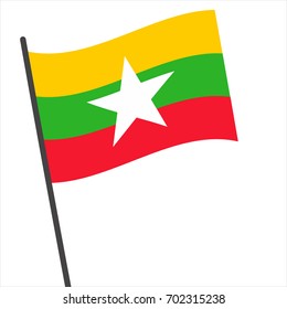 Flag of Burma , Burma flag waving isolated vector illustration
