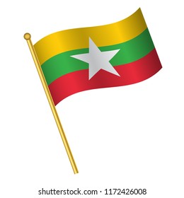 Flag of Burma,Burma flag Golden waving isolated vector illustration eps10.