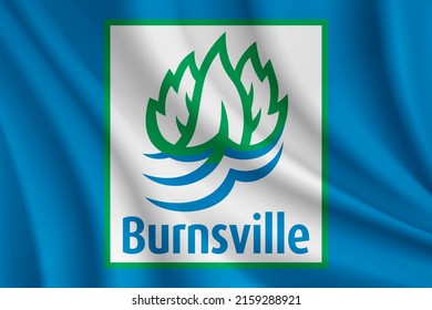 Flag of Burnsville, Minnesota, USA. Realistic waving flag of Burnsville vector background.