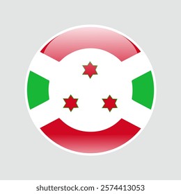 The flag of burundi. Circle icon flag. Button flag icon. glossy circle badge. 3d illustration. 