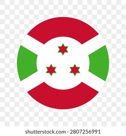 Flag of Burundi. Burundi circle flag logo icon computer vector illustration design. Transparent checkerboard background.