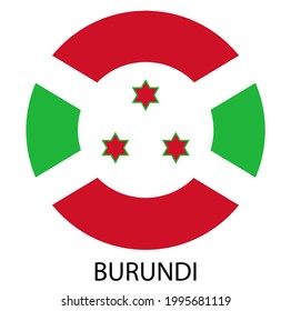 Bandera de Burundi en círculo, ilustración vectorial. Inscripción: Burundi