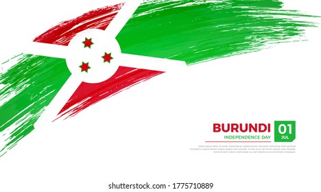 Flag of Burundi country. Happy Independence day of Burundi background with grunge brush flag illustration