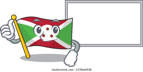 Flag burundi cute cartoon character Thumbs up with board