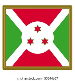 Flag of Burundi with gold frame
