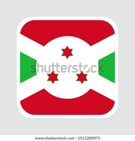 The flag of burundi. Flag icon. Standard color. flat vector square with rounded corners Computer illustration. Digital illustration. Vector illustration.	