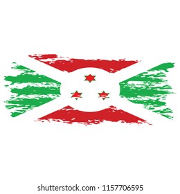 Flag of Burundi the illustration vector on a white background, brush stroke Design Elements