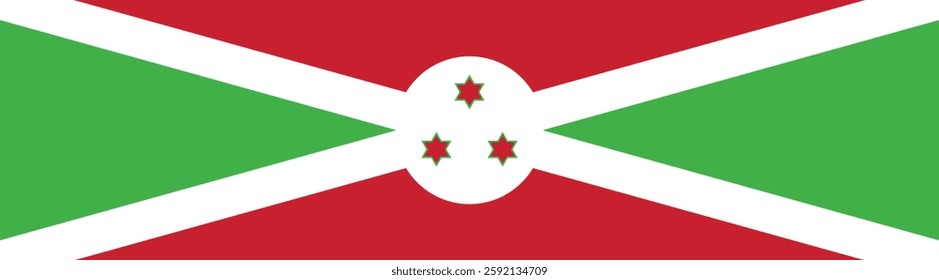 Flag of Burundi. Burundi flag long banner digital vector illustration