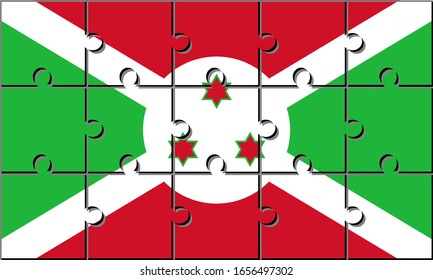 Bandera de burundi hecha con piezas de rompecabezas