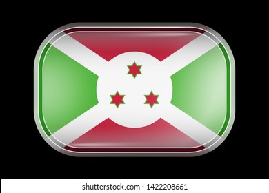 Flag of Burundi. Matted Vector Icon. Vector Rectangular Shape with Rounded Corners