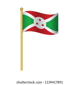 Flag of Burundi ,Burundi flag official colors and proportion correctly, Burundi flag waving isolated Vector illustration eps10.