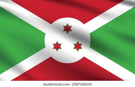 Flag of Burundi. Burundi flag official colors and proportion digital vector illustration. Waving flag.