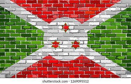 Flag of Burundi on a brick wall - Illustration
