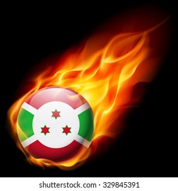 Flag of Burundi as round glossy icon burning in flame