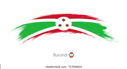Flag of Burundi in rounded grunge brush stroke. Vector illustration.