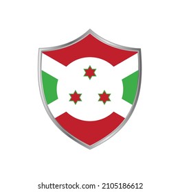 Flag of Burundi with silver shield frame