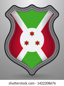 Flag of Burundi. Vector Badge and Icon. Vertical Orientation Version