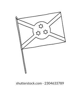 Flagge Burundis. Vektorgrafik, handgezeichnet schwarz-weißes Flag.