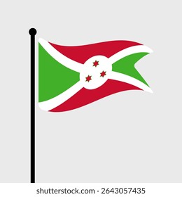 Bandeira do Burundi. Design de ícone de ilustração de vetor de bandeira do Burundi. Bandeira de mastro flutuante.