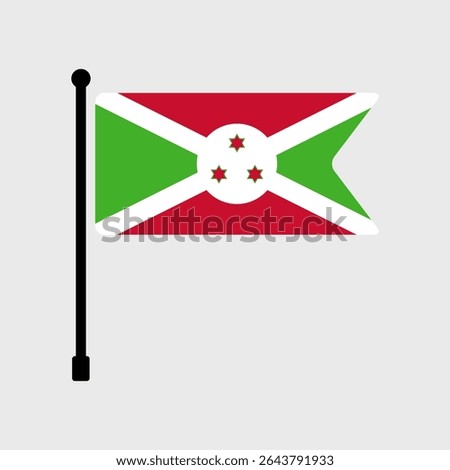 Flag of Burundi. Burundi flag vector illustration icon design. Flagpole flag icon.