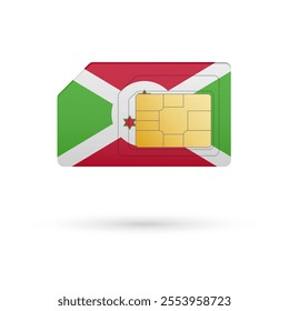 Flag of Burundi. Vector illustration of SIM Card with flag on white background