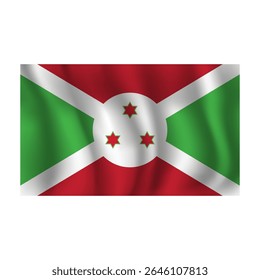 Bandeira das ondulações do Burundi ao vento, com dobras 3d