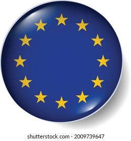 Flag Button Badge Round Glossy Icon Vector Set EPS Europe