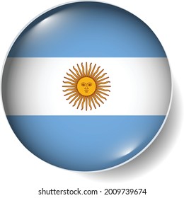 Flag Button Badge Round Glossy Icon Vector Set EPS Argentina