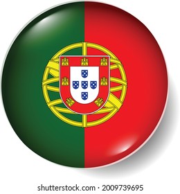 Flag Button Badge Round Glossy Icon Vector Set EPS Portugal